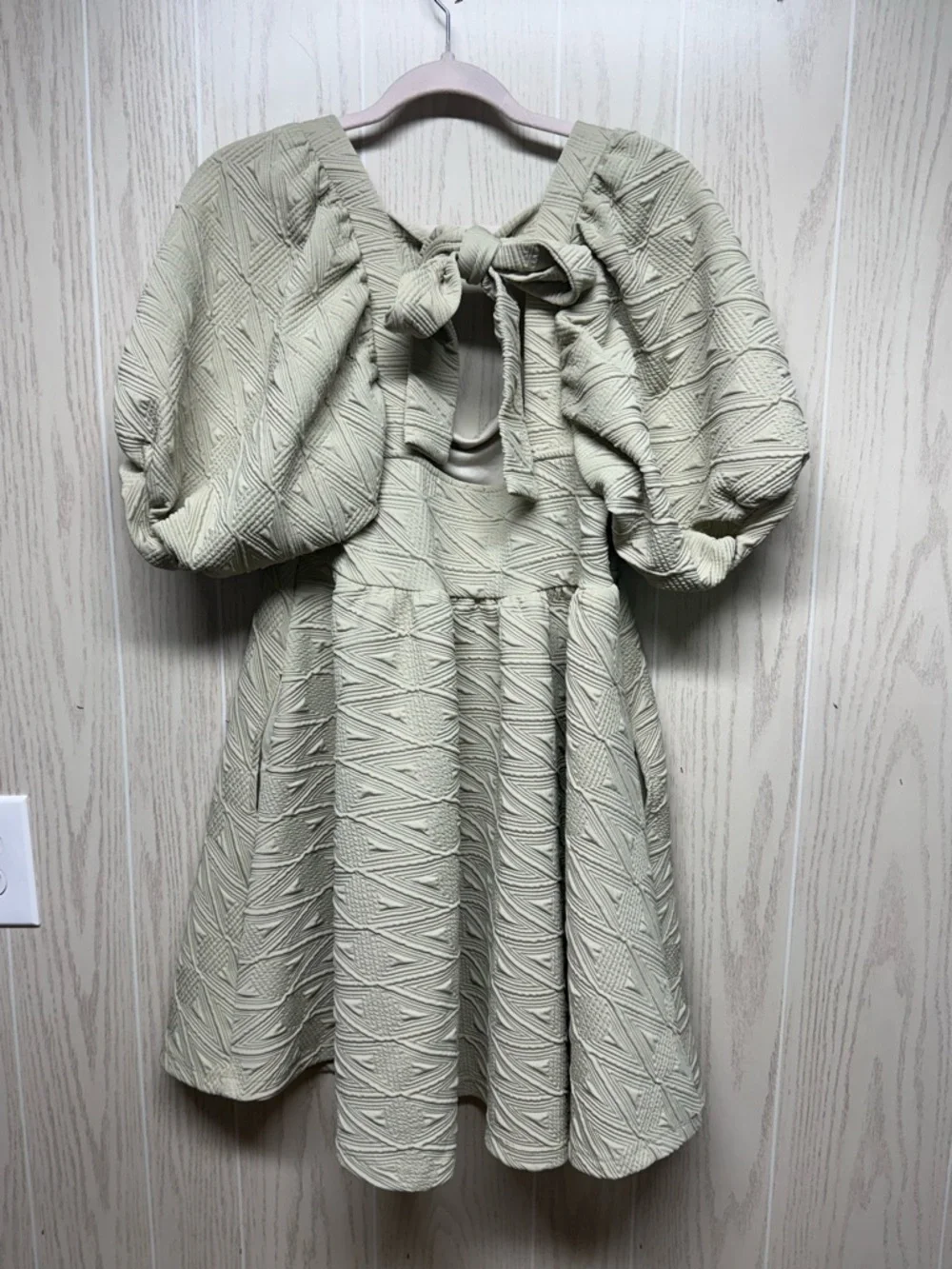 Free people green sleeve short dress sz M - Picture 4 of 5